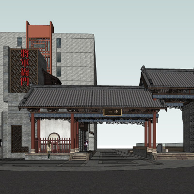 中式衙门su模型