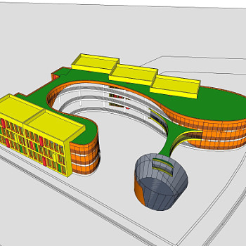 现代教学楼鸟瞰规划su模型