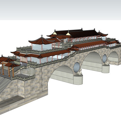 中式城楼建筑su模型