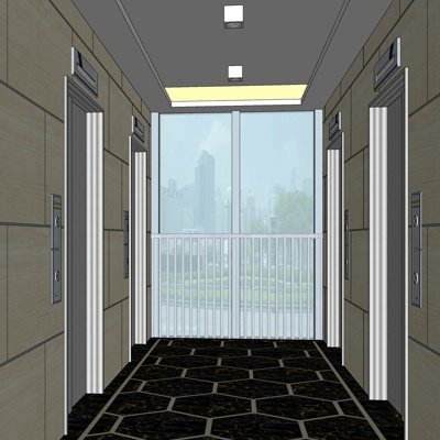 现代电梯厅su模型