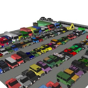 现代停车场su模型