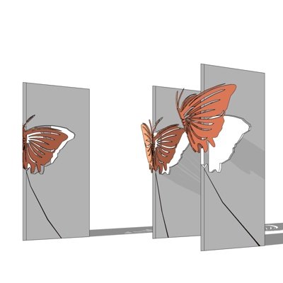 现代蝴蝶景观墙小品su模型