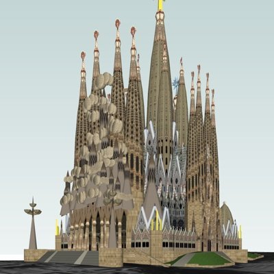 欧式教堂外观su模型