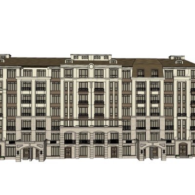 法式多层公寓楼su模型