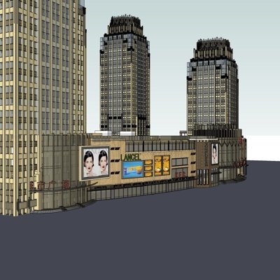 新古典商业广场su模型