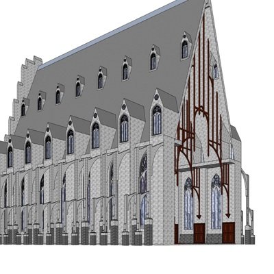 欧式古典教堂外观su模型
