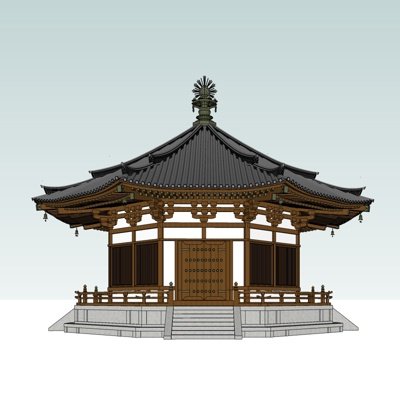 日式楼阁su模型