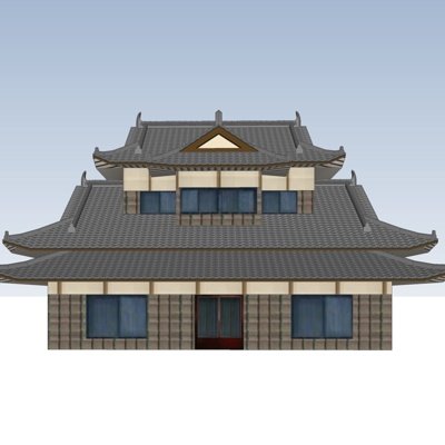日式古建阁楼su模型
