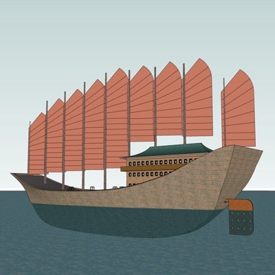 中式楼船su模型