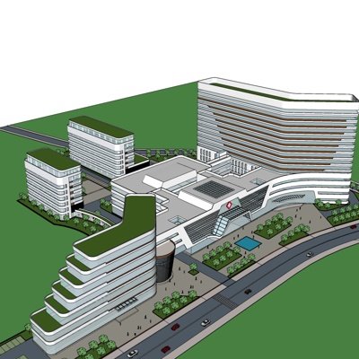 现代办公楼规划su模型