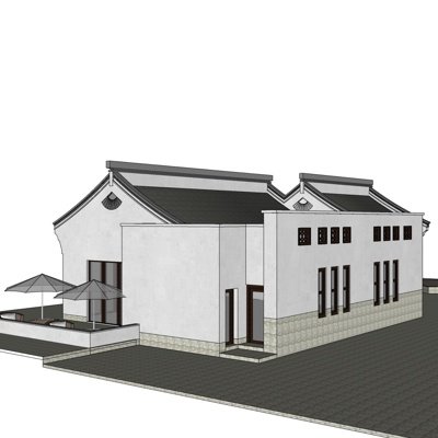 新中式别墅su模型