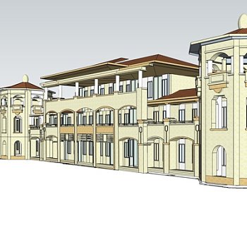 欧式沿街商业建筑su模型