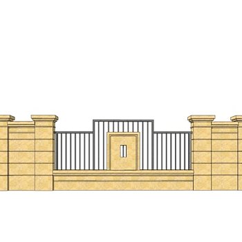 现代庭院围墙su模型