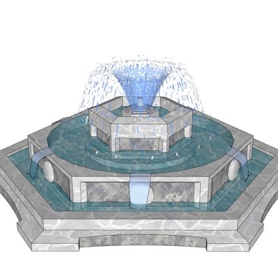 中式景观喷泉su模型