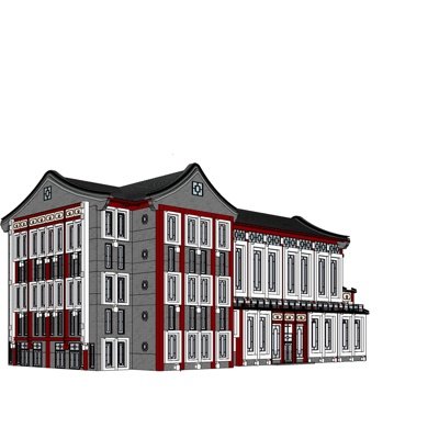 新中式酒楼su模型