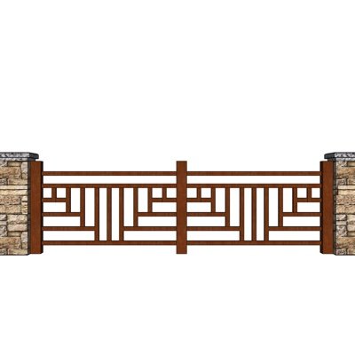 新中式木质护栏su模型