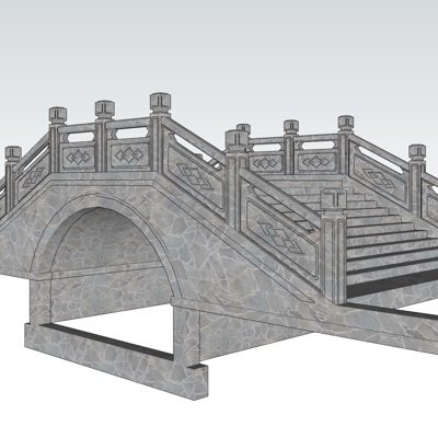 欧式石拱桥su模型