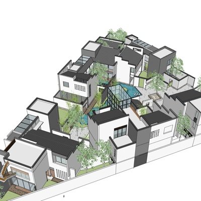 中式别墅规划su模型