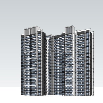 现代高层公寓楼su模型