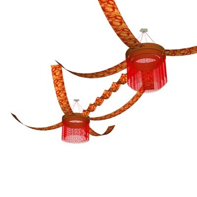 中式流苏装饰吊灯su模型