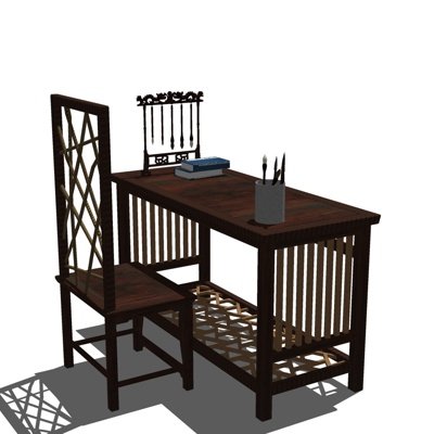 美式书桌椅su模型