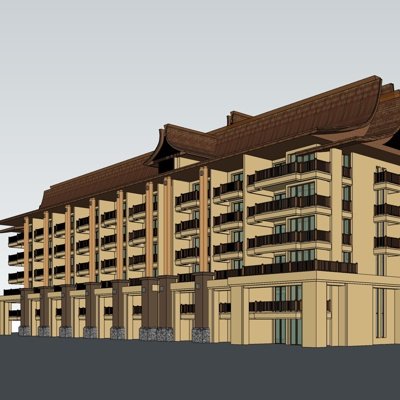 新中式公寓楼su模型