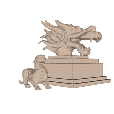 中式龙形雕塑小品su模型