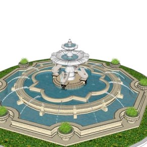 欧式喷泉小品su模型