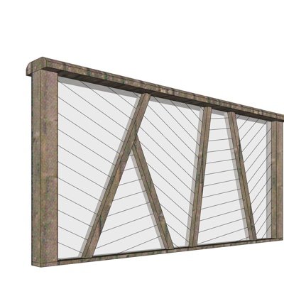 现代实木钢丝护栏su模型