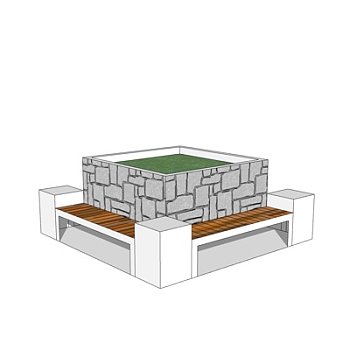 现代树池公用椅su模型