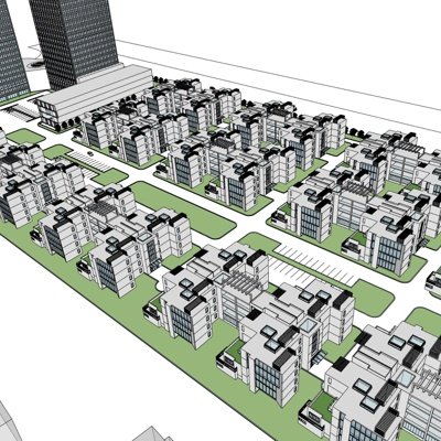 现代高层住宅规划su模型