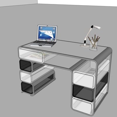 现代电脑桌su模型