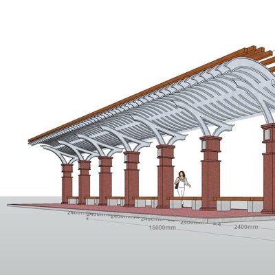 现代公交站su模型
