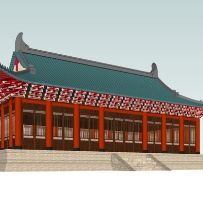 中式古建古庙su模型