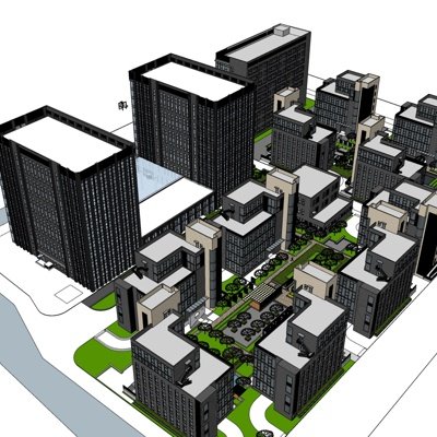 现代高层住宅规划su模型