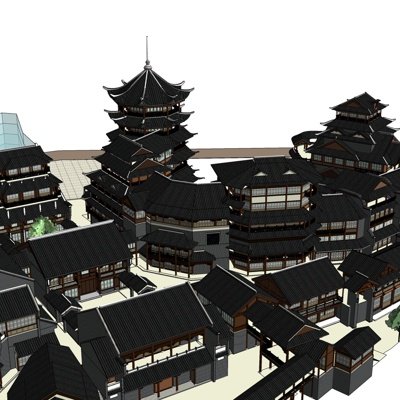 中式古镇建筑su模型
