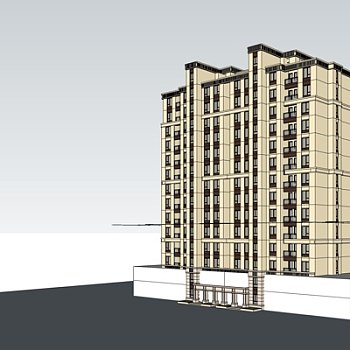 现代高层公寓楼su模型