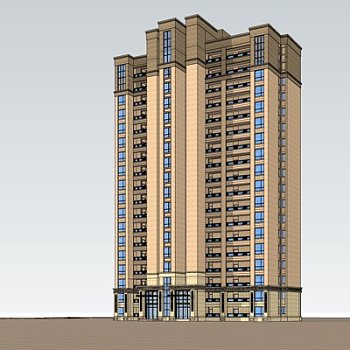 现代高层公寓楼su模型