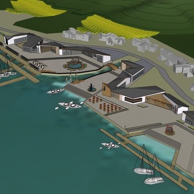新中式码头建筑su模型