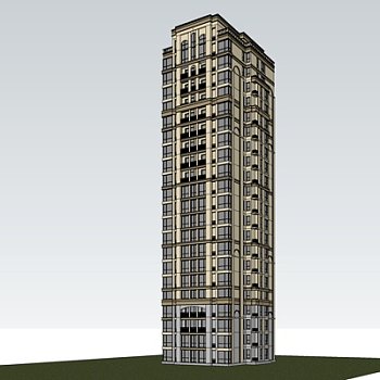 欧式高层公寓楼su模型