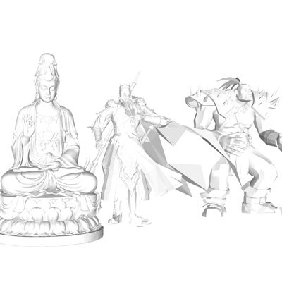 中式人物雕塑su模型
