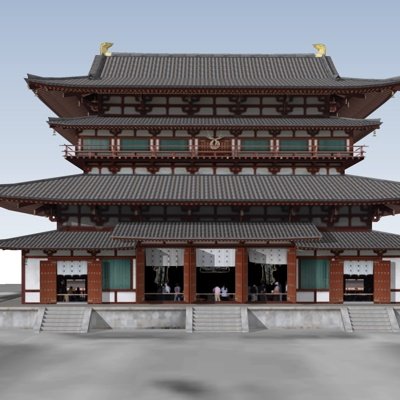中式楼阁建筑su模型