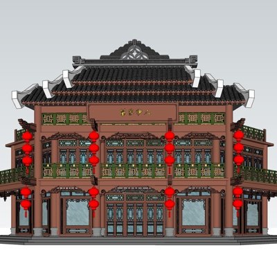 中式古建寺庙su模型