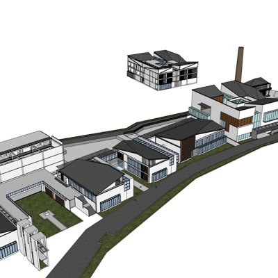 中式工业区规划su模型