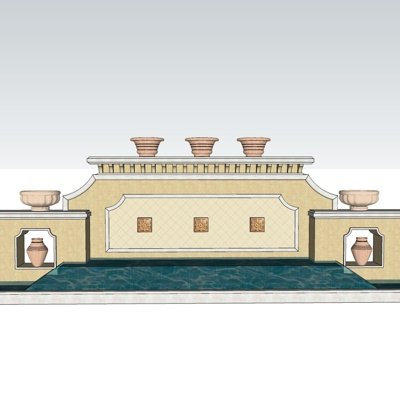 中式庭院围墙su模型