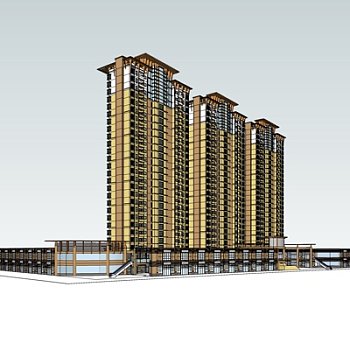 现代商住综合楼su模型