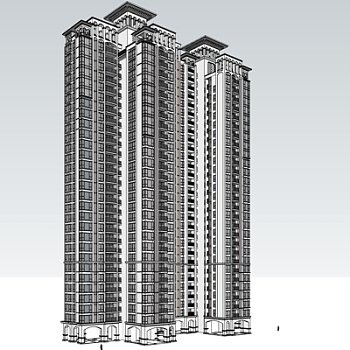 欧式高层住宅su模型