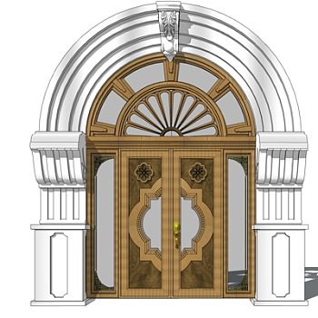 欧式金属双开门su模型