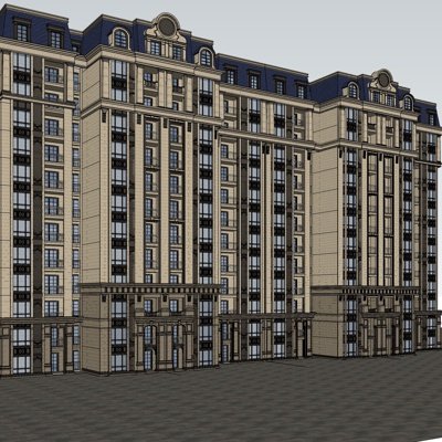 法式高层公寓楼su模型