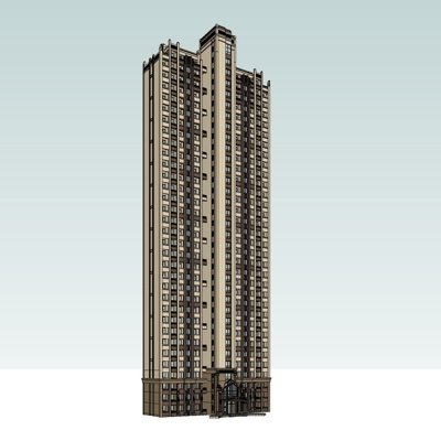 欧式高层公寓楼su模型